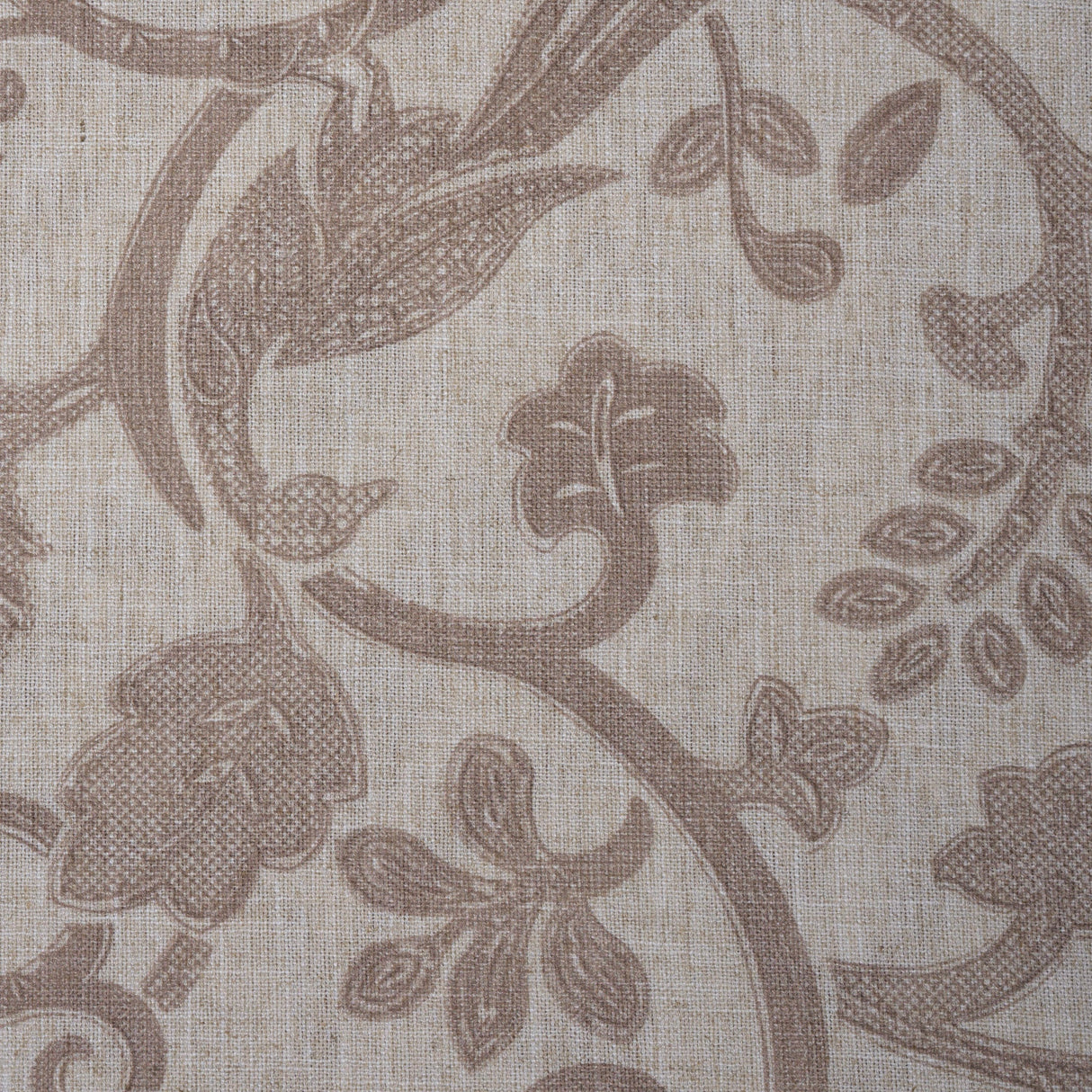 Polyester Linen Jacobean Floral Upholstery Fabric