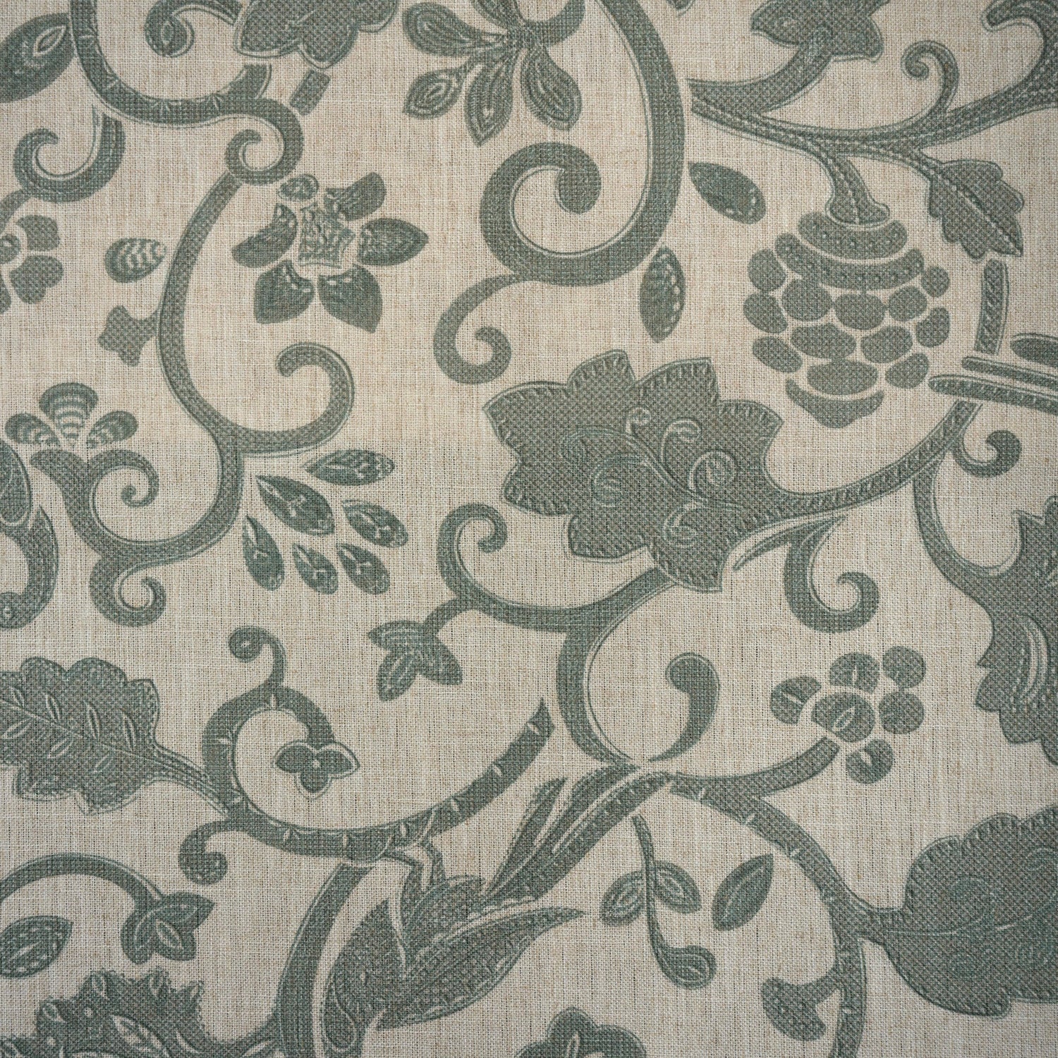 Polyester Linen Jacobean Floral Upholstery Fabric