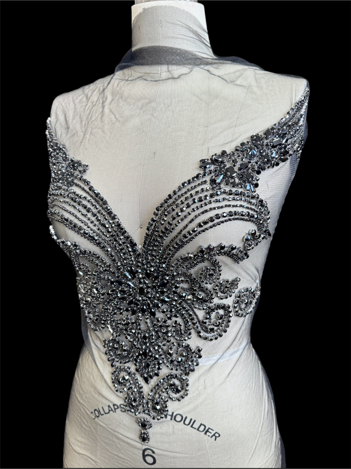 Black Rhinestone Bodice Applique