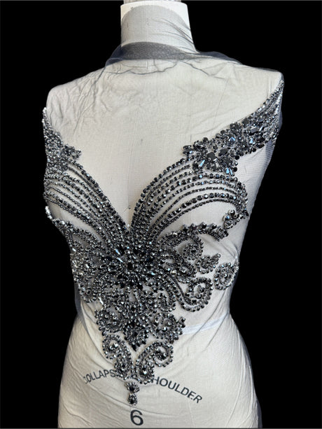 Black Rhinestone Bodice Applique