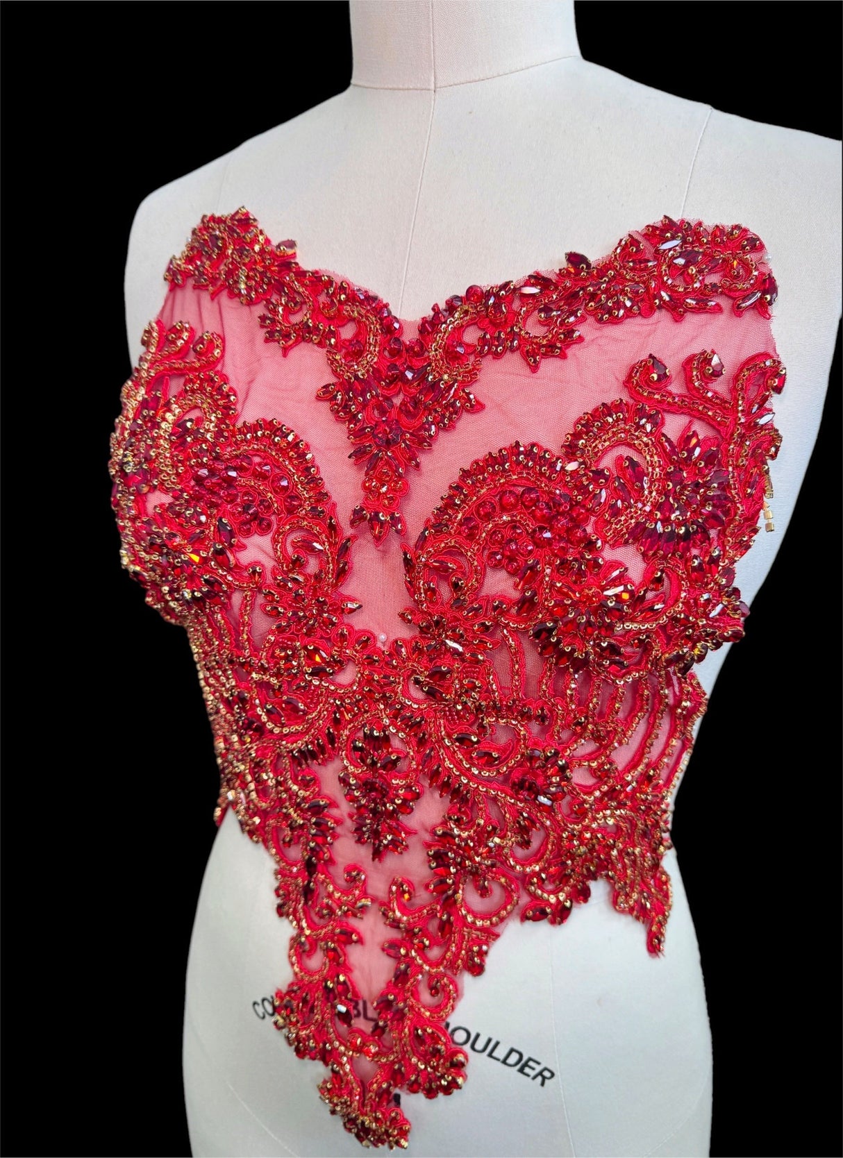 Red Rhinestone Bodice Applique