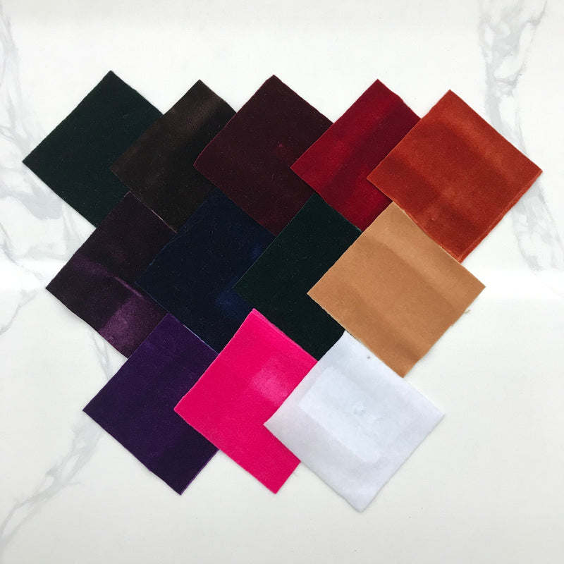 Regal Premium Stretch Velvet Swatch Pack - Velvet Fabric, Assorted Colors, 3" X 3" Swatches (18 Pack)