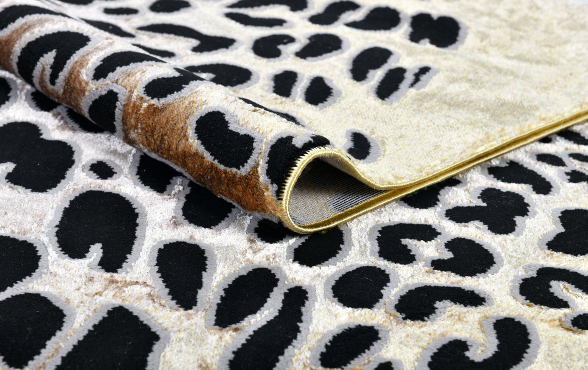 Luxury Soft-Touch Polyester Fabric - Bronze, Metallic Copper And Black Cheetah Print, 5' 3" X 7' 6", 7' 9" X 10' 5", 10' X 13' (1 Unit)