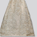 1 Yard Ivory Beaded & Corded Lace Fabric on 100% Polyester Mesh, 51" Wide Embroidered Net Lace for Apparel & Decor