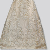 1 Yard Ivory Beaded and Corded Lace Fabric Embroidered on 100 Percent Polyester Net Mesh 51 Inch Width