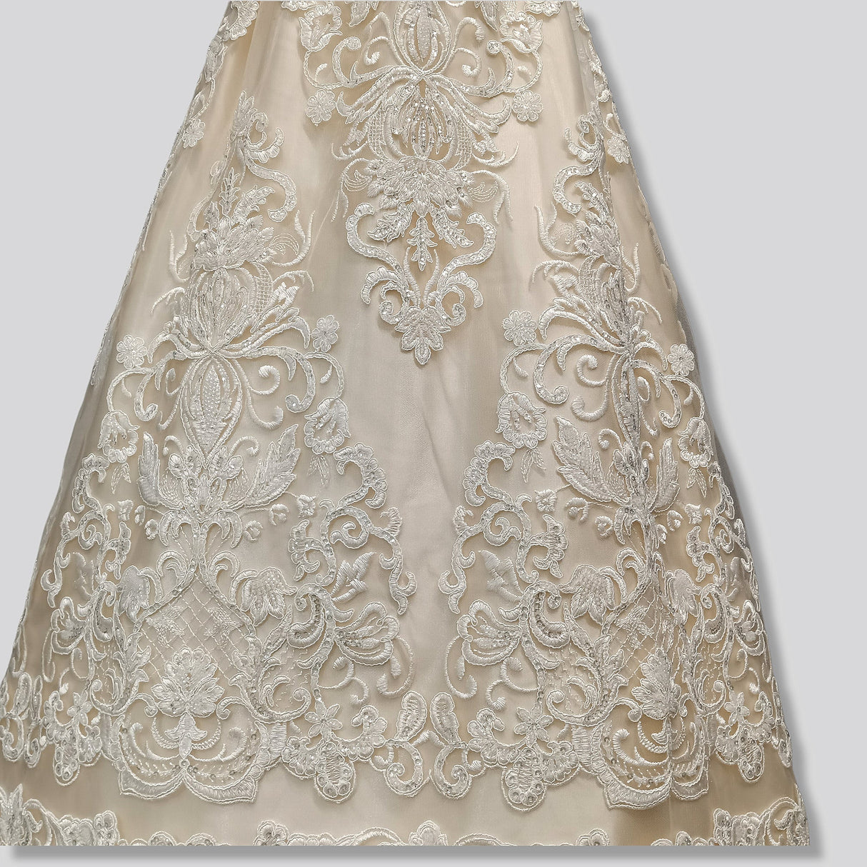Beaded Corded Lace Fabric - White, Ivory, 51" Width (1 Yard)