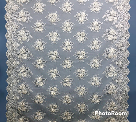 Beaded Chantilly Lace White Embroidered