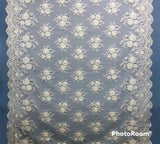 Beaded Chantilly Lace Fabric White Eyelash Scallop 3 Yards 58"