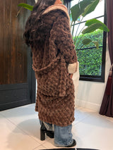 Rexa Robe 4 Faux Fur Fabric - Chocolate Brown, Tone-On-Tone Champaign Cozy Interior, Long Sleeve, Long Length (1 Robe)