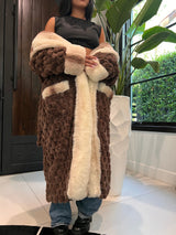 Rexa Robe 4 Faux Fur Fabric - Chocolate Brown, Tone-On-Tone Champaign Cozy Interior, Long Sleeve, Long Length (1 Robe)