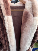 Rexa Robe 4 Faux Fur Fabric - Chocolate Brown, Tone-On-Tone Champaign Cozy Interior, Long Sleeve, Long Length (1 Robe)