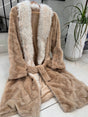 Rexa Robe 6 Polyester Fabric - Sandy Beige, Two-Tone Ivory Velvet Interior, Long Sleeve, Long Length (1 Piece)