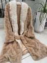 Rexa Robe 6 Polyester Fabric - Sandy Beige, Two-Tone Ivory Velvet Interior, Long Sleeve, Long Length (1 Piece)