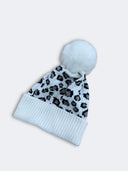 Leopard Beanies Acrylic Fabric - White Leopard Print, One Size Fits All (1 Piece)