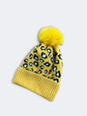 Leopard Beanies Acrylic Fabric - Yellow Leopard Design, One Size Fits All (1 Unit)