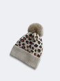 Leopard Beanies Acrylic Fabric - Tan Leopard Print, One Size Fits All (1 Piece)