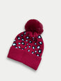 Leopard Beanies Acrylic Fabric - Leopard Design, Maroon, One Size Fits All (1 Piece)