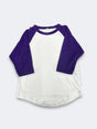 Lucky Raglan Baseball Youth 100 Percent Cotton Fabric - White/Purple Raglan, Youth Sizes (5 Pieces)
