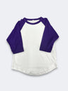 Lucky Raglan Baseball Youth 100 Percent Cotton Fabric - White/Purple Raglan, Youth Sizes (5 Pieces)