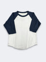 Lucky Raglan Baseball Youth 100 Percent Cotton Fabric - White/Navy Raglan Sleeves, Youth Sizes XS-XL (1 Piece)