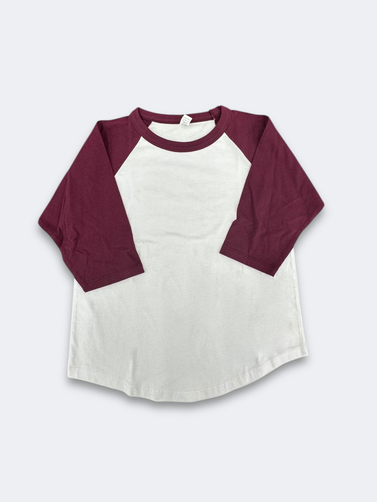Lucky Raglan Baseball Youth Cotton Fabric - White/Maroon, Raglan Sleeve, Youth Sizes (5 Pieces)