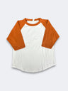 Lucky Raglan Baseball Youth 100 Percent Cotton Fabric - White/Texas Orange, Raglan Sleeve, Youth Sizes (1 Piece)