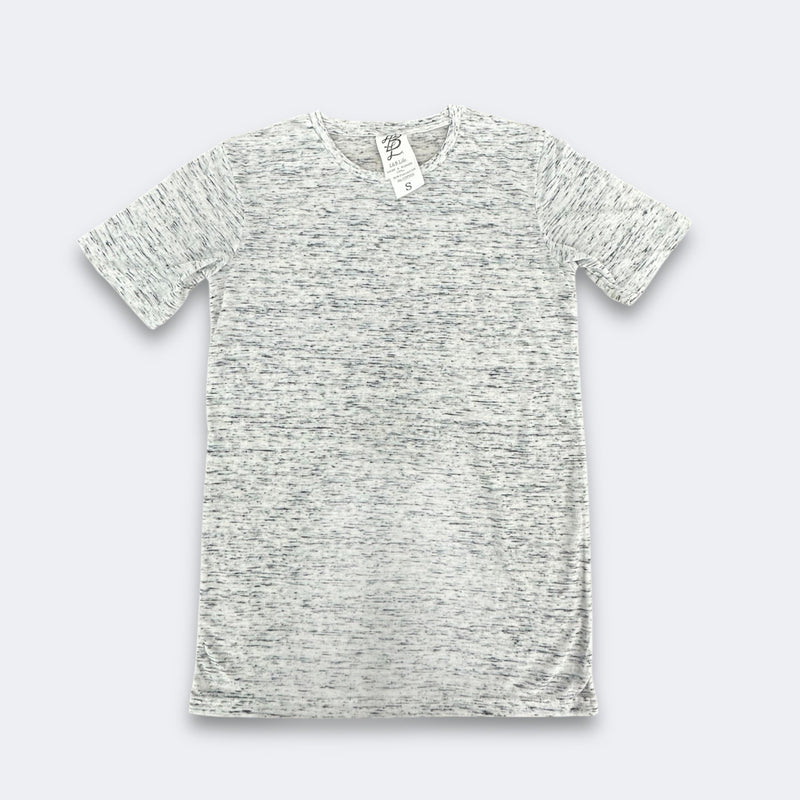 LBL Marble Shirt Round Neck Polyester Spandex Fabric - Heather White, Round Neck, Unisex, Sizes S-2XL (1 Piece)