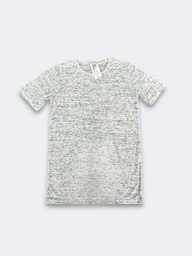 LBL Marble Shirt Round Neck Polyester Spandex Fabric - Heather White, Round Neck, Unisex, Sizes S-2XL (1 Piece)
