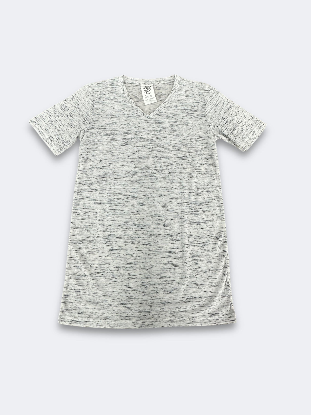 LBL Marble Shirt V-Neck Polyester Spandex Fabric - Heather White, Marbled, Unisex, Size S-2XL (1 Piece)