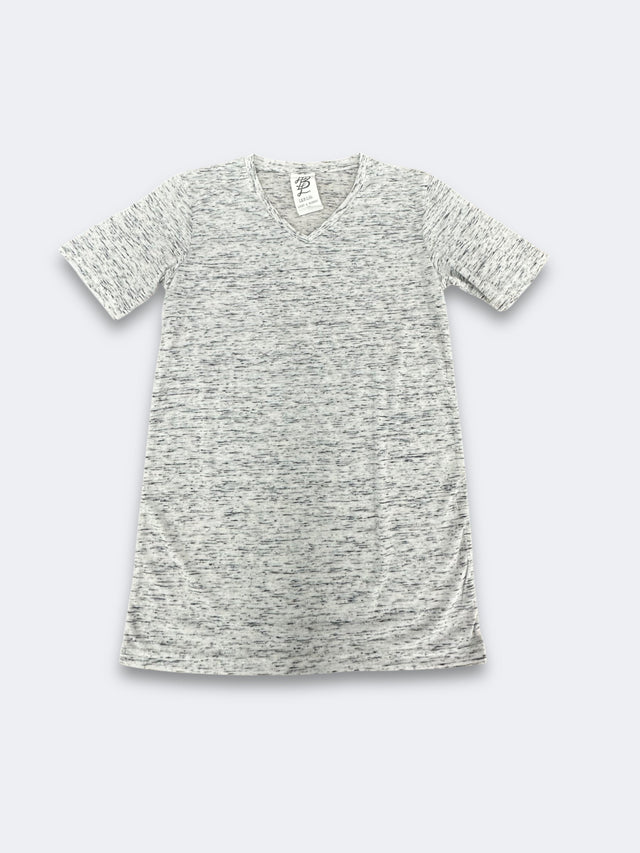 LBL Marble Shirt V-Neck Polyester Spandex Fabric - Heather White, Marbled, Unisex, Size S-2XL (1 Piece)
