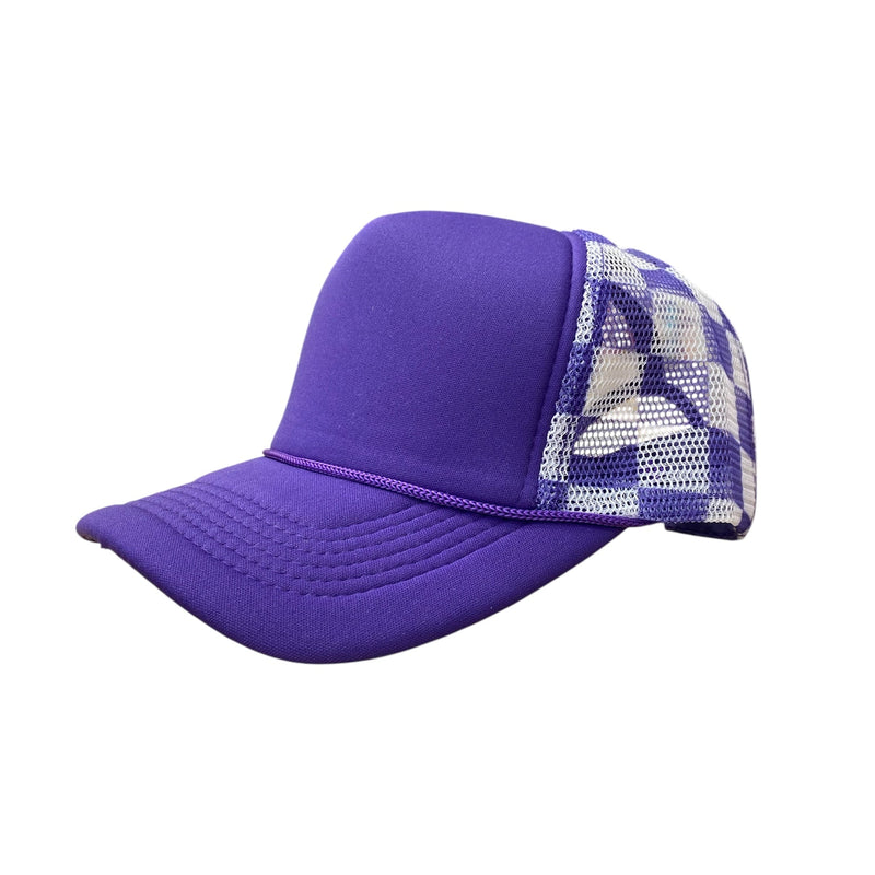 Checker Hat Caps Fabric - Purple, Checkerboard Pattern (1 Unit)