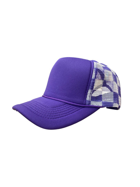 Checker Hat Caps Fabric - Purple, Checkerboard Pattern (1 Unit)