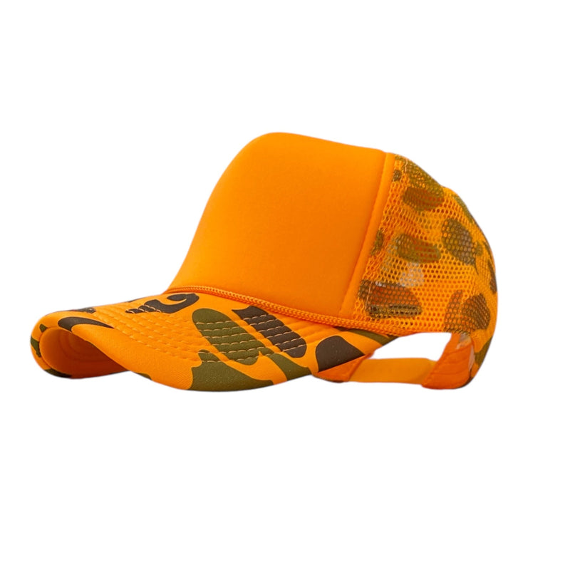 Checker Hat Caps Fabric - Orange, Checkerboard Pattern (1 Unit)
