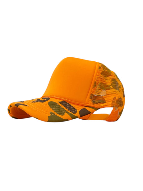 Checker Hat Caps Fabric - Orange, Checkerboard Pattern (1 Unit)