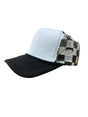 Checker Hat Caps Fabric - White/Black Checkerboard Pattern (1 Piece)