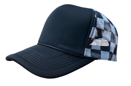 Checker Hat Caps - Black Checkerboard Pattern (1 Unit)