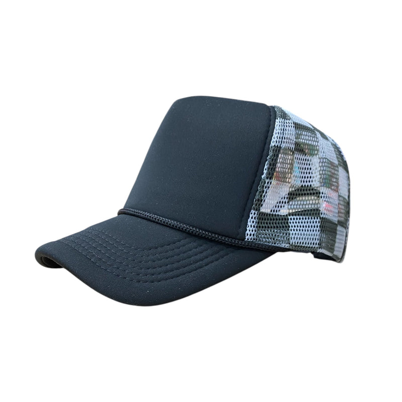 Checker Hat Caps - Black/Forest Green, One Size (1 Unit)