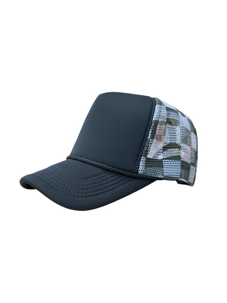 Checker Hat Caps - Black/Forest Green, One Size (1 Unit)