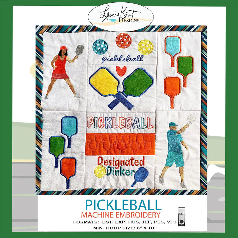 Embroidery Pickleball Fun Design 16in x 16in