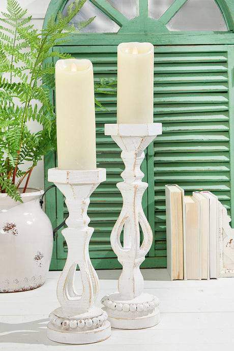 13 Inchto 16 Inch Pillar Wood Candle Holder Set Decorative Wooden Candle Stand Set