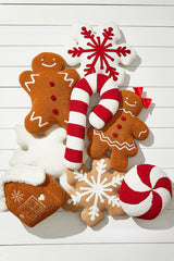 Embroidery Snowflake Pillow - Red Festive Christmas Decorative Cushion