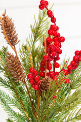 18" Red Berries Pine Spray