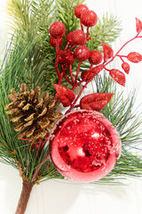 14.5" Red Glitter Pinecone Ornament Spray