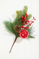 14.5" Red Glitter Pinecone Ornament Spray