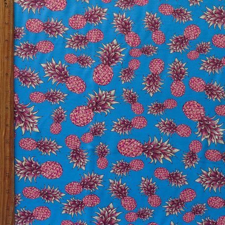 Nylon Spandex Swimsuit Fabric Pineapples on Blue