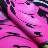 Bloomers Nylon Spandex Fabric - Pink/Black Feather Print, 58/60" Width (1 Yard)