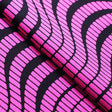 Tremor Nylon Spandex Fabric - Black With Pink, Turquoise, or Yellow Abstract Wavy Print, 58-60" Width (1 Yard)