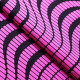 Tremor Nylon Spandex Fabric - Black With Pink, Turquoise, or Yellow Abstract Wavy Print, 58-60" Width (1 Yard)