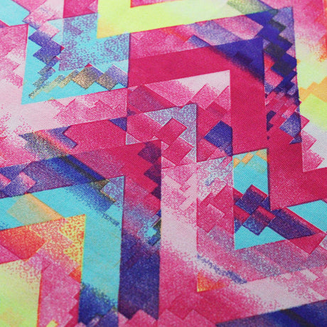 Framework Nylon Spandex Fabric - Jade And Pink Multicolor Chevron Zigzag, 58/60" Width (1 Yard)