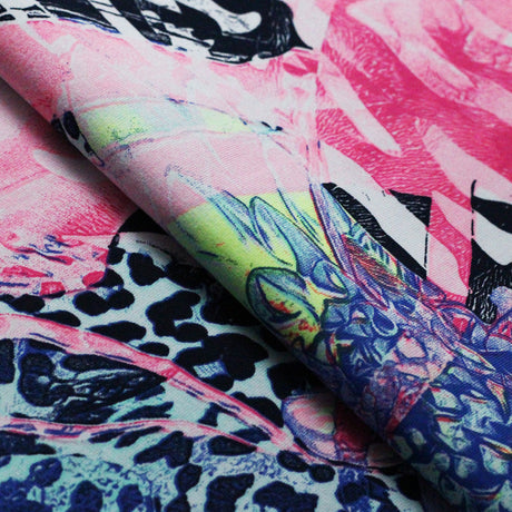 Gardenia Nylon Spandex Fabric - Blue Or Pink Floral Print, 58/60" Width (1 Yard)